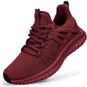 Women Running Shoes Breathable Walking Sneakers Lightweight Gym Trainers Burgund